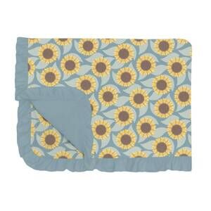 NEW KICKEE ruffle toddler blanket - 40x60 in stormy sea sunflower